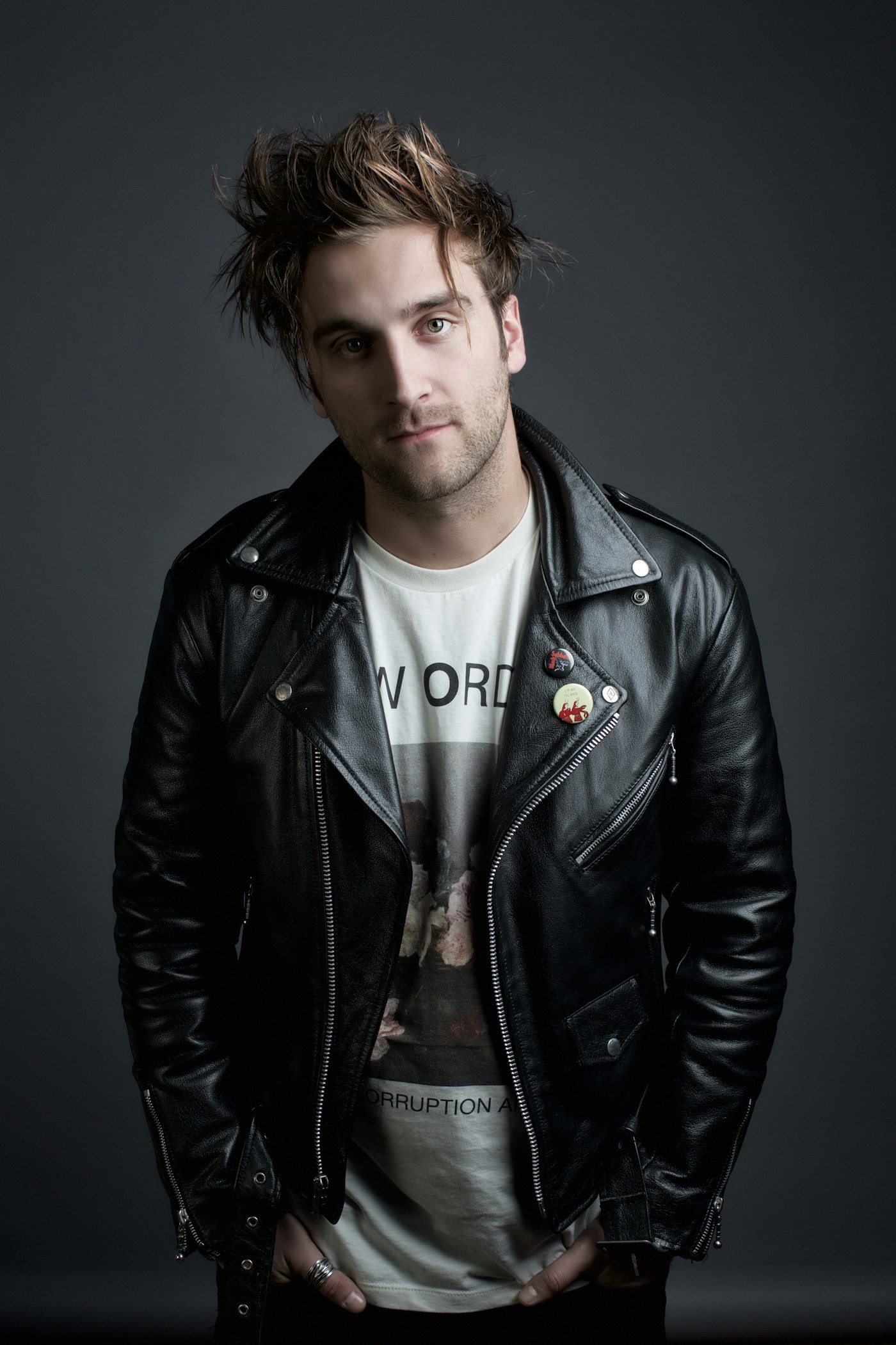 Biker leather jacket and motorcycle gear